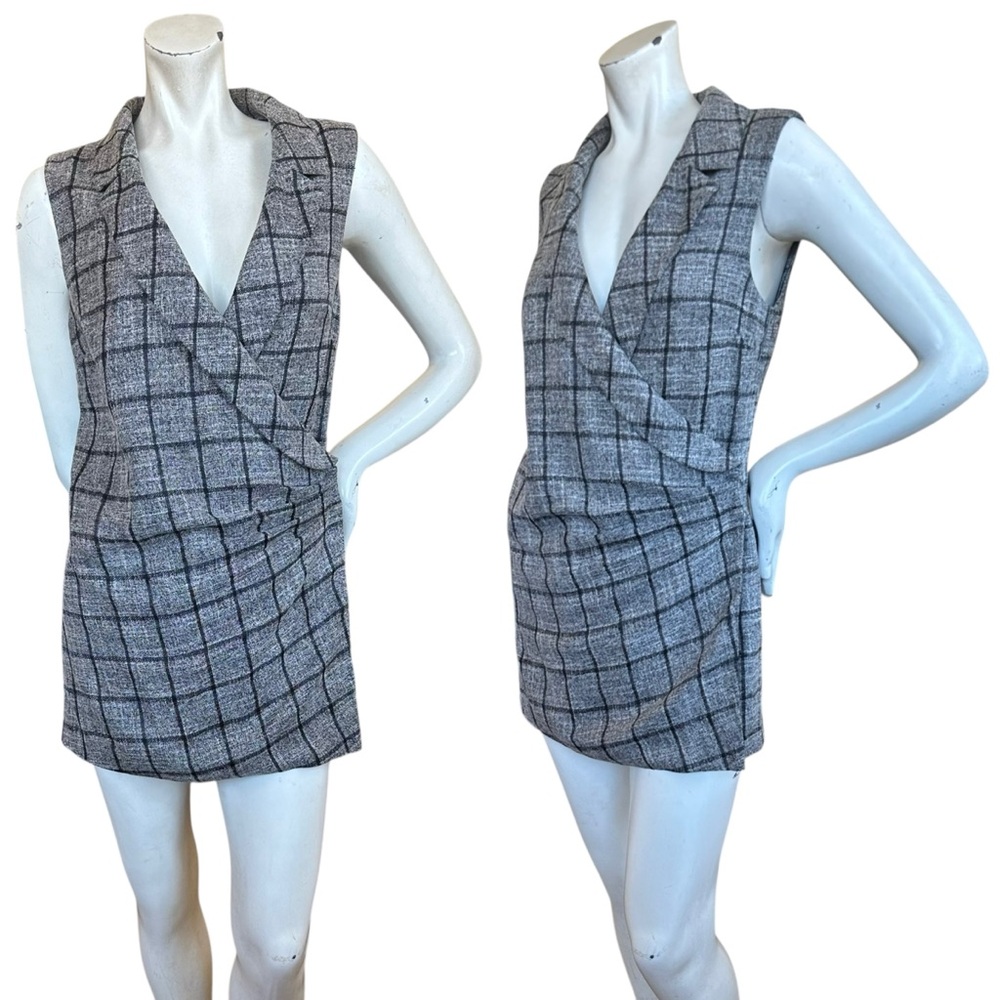 NBD Harden Plaid Office Siren Plaid Button Side Romper Dress Size Small
